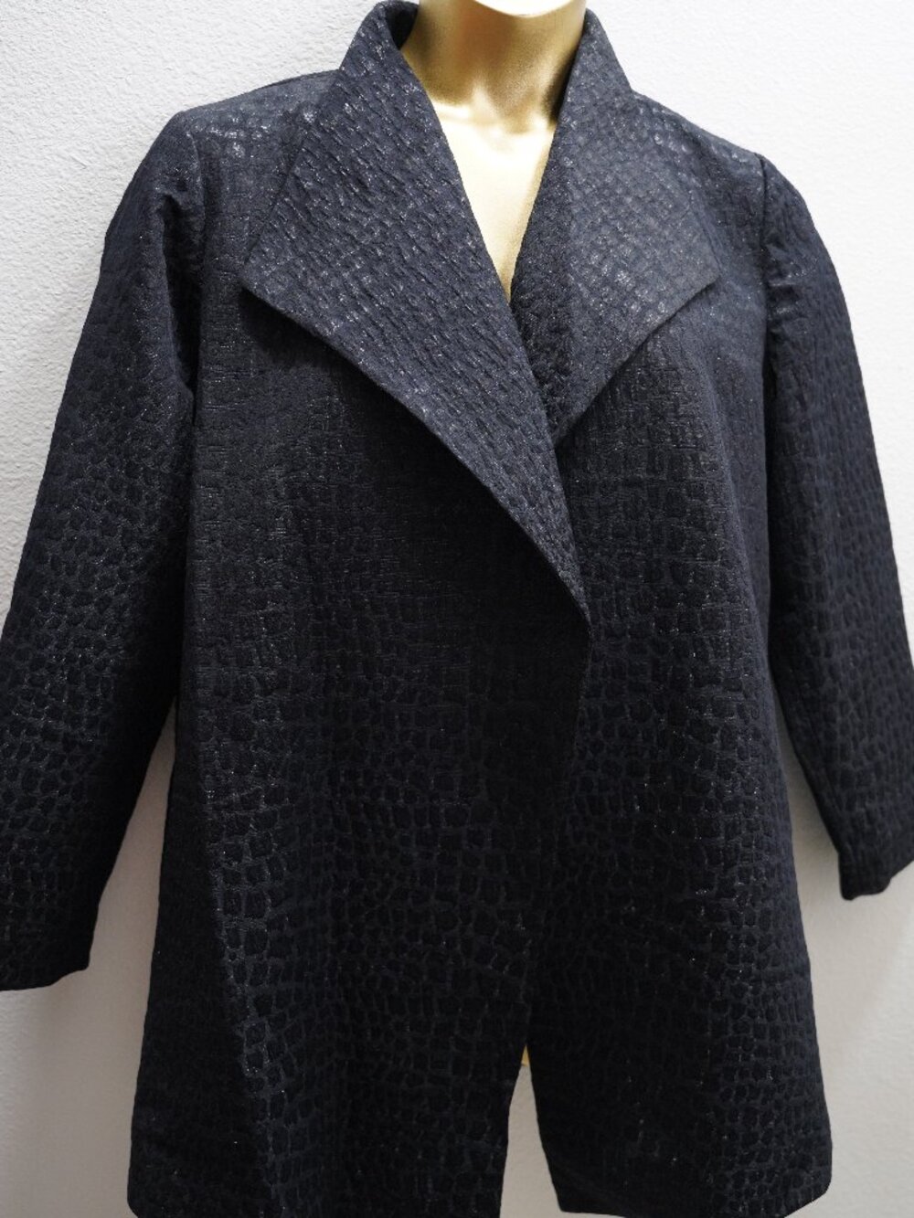 Chico's Black Textured Duster Jacket size 2